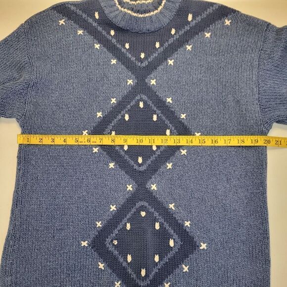 Liz Wear Vintage Blue Diamond Pattern Knit Sweater - Picture 9 of 10